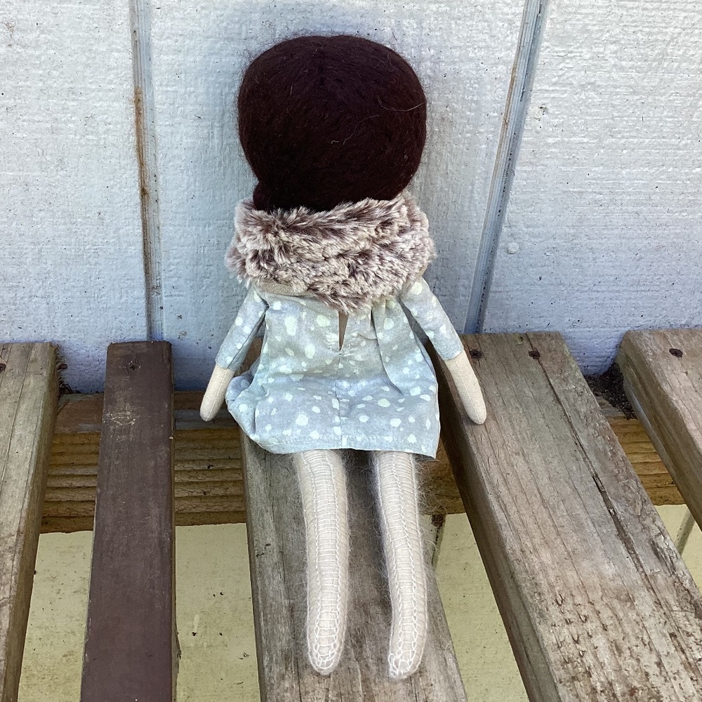 NEW handmade angora + linen DOLL - Picture 4 of 4